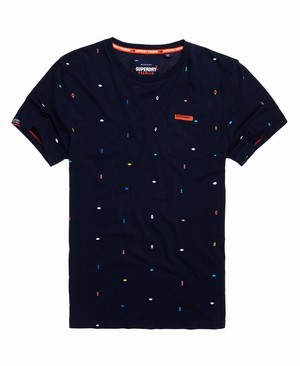 Superdry All Over Print Lite Rövidujjú Férfi Pólók Sötétkék | DKHON7239